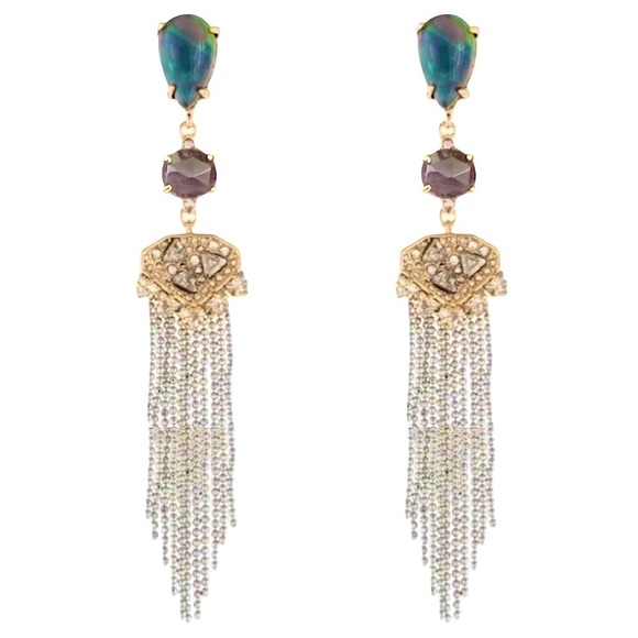 ALEXIS BITTAR • Clip On Chandelier Element Delphian Long Tassel Earrings - Picture 1 of 6
